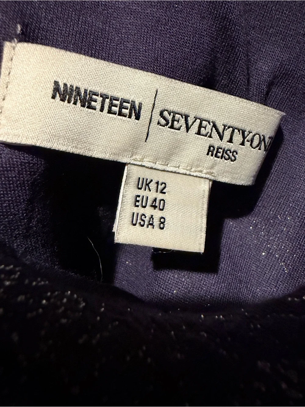 Reiss x Nineteen Seventy-One Navy Metallic Printed Sheath Bodycon Dress 8